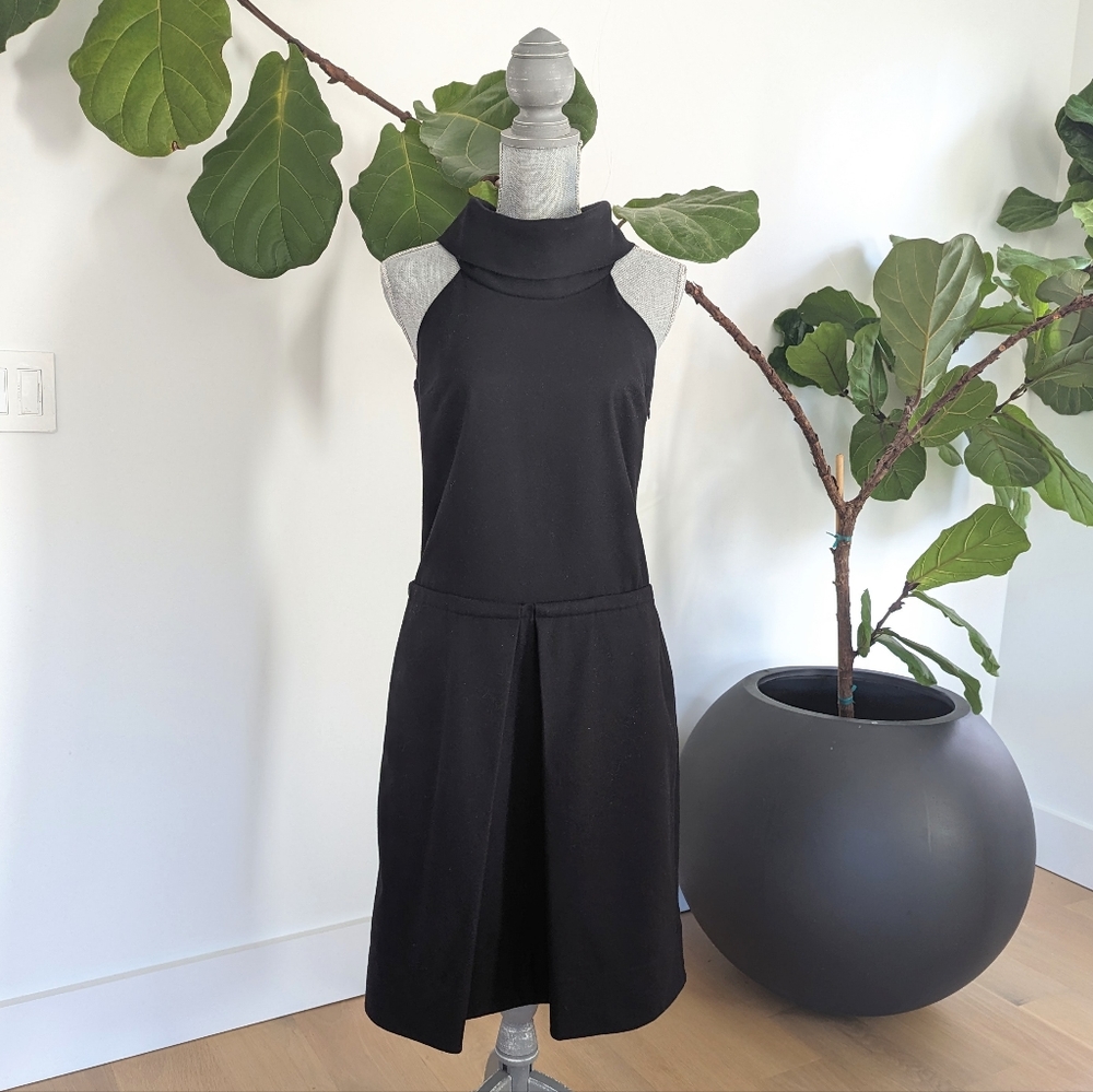 Club Monaco Black Wool Sleeveless Turtleneck Dress